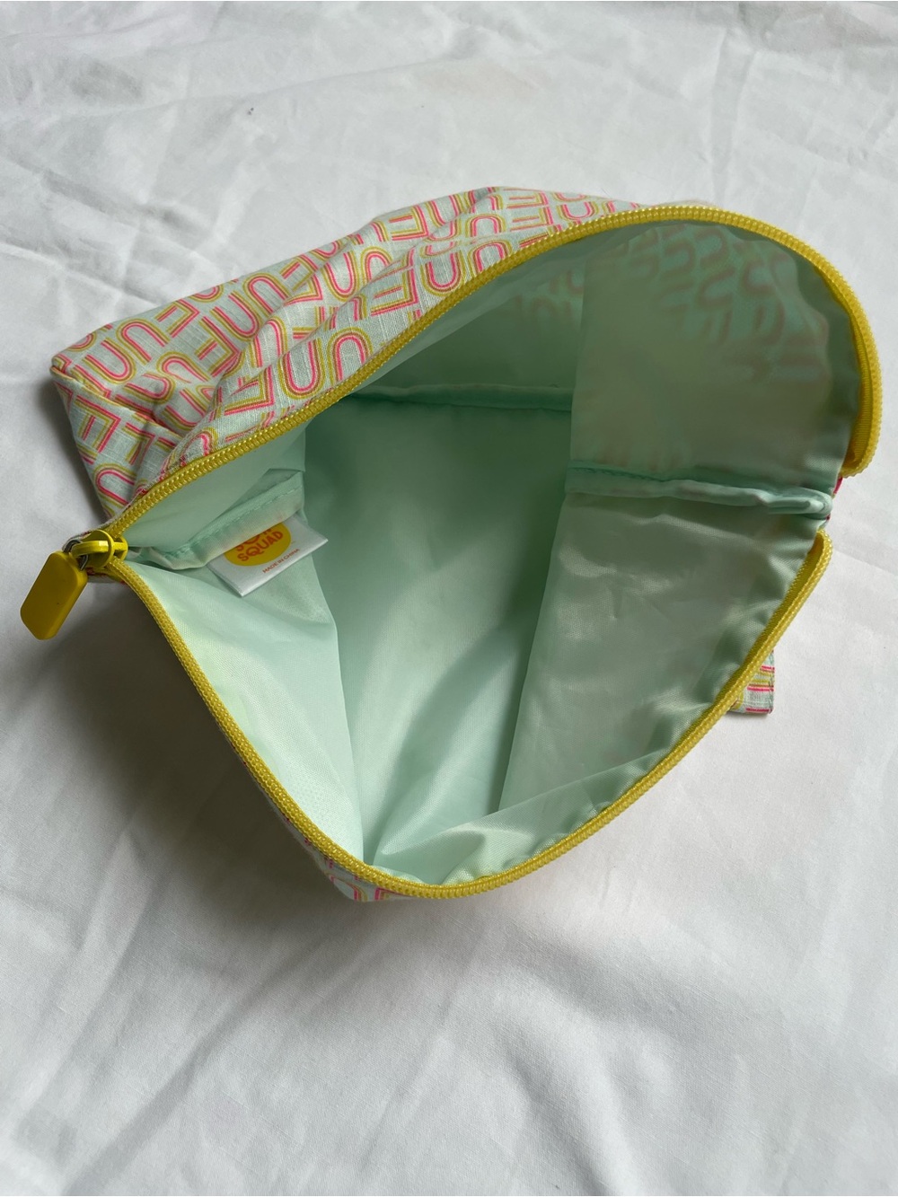 Sun Squad Summer Fun Pastel Multicolor Cosmetic Pouch with Yellow Trim